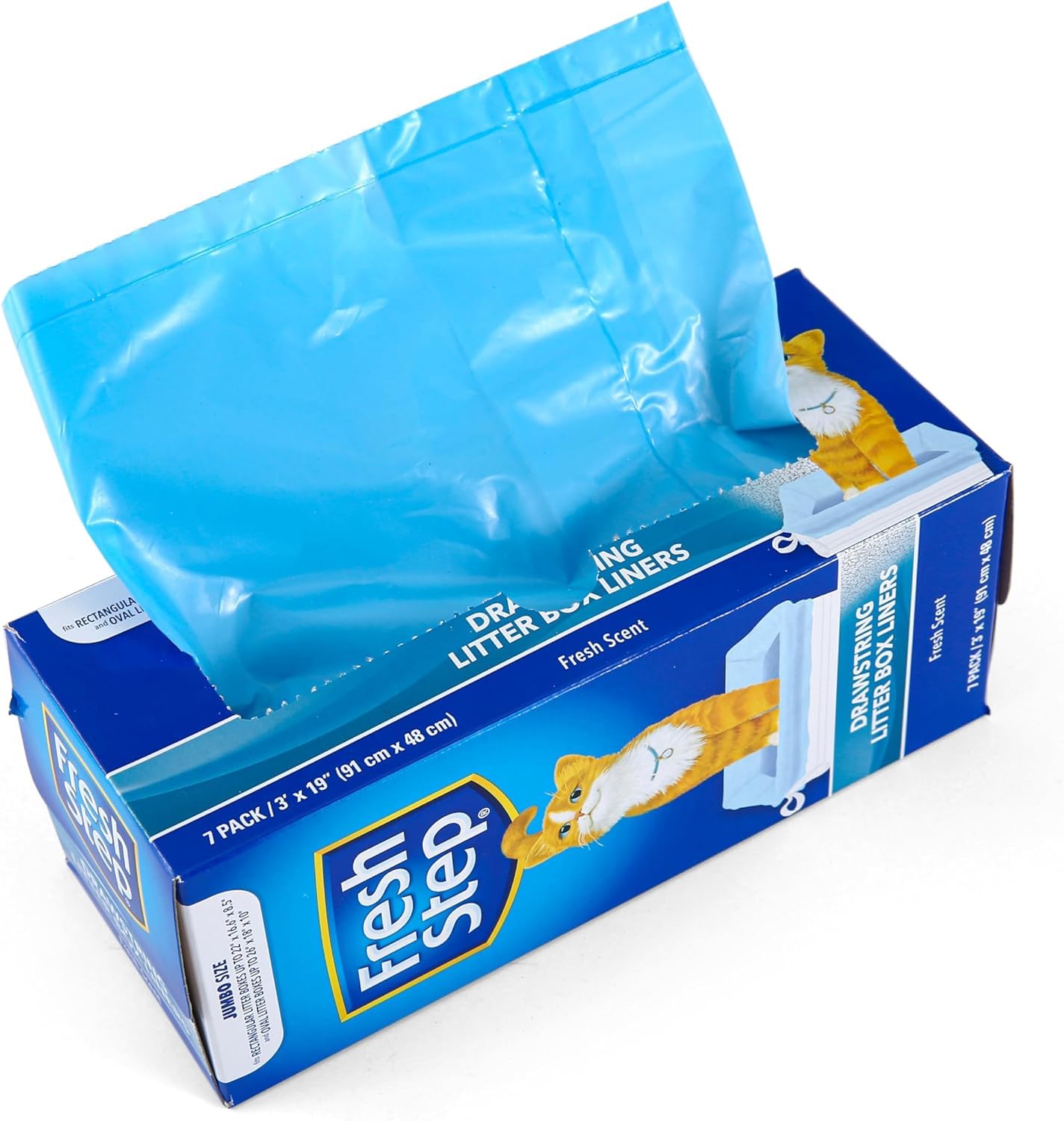 Fresh Step Jumbo Drawstring Cat Litter Box Liners, Scented Heavy Box