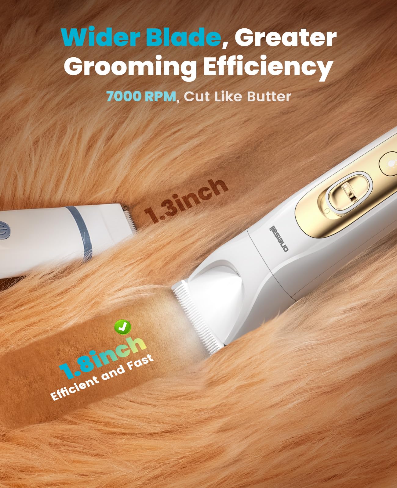 oneisall Quiet Dog Grooming Kit 1, LED Dog Nail Grinder, Trimmer