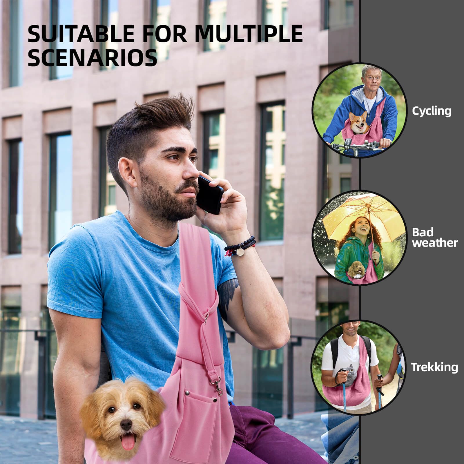 Dog Carrier Sling Reversible Puppy Carrier Purse with Storage Carrier