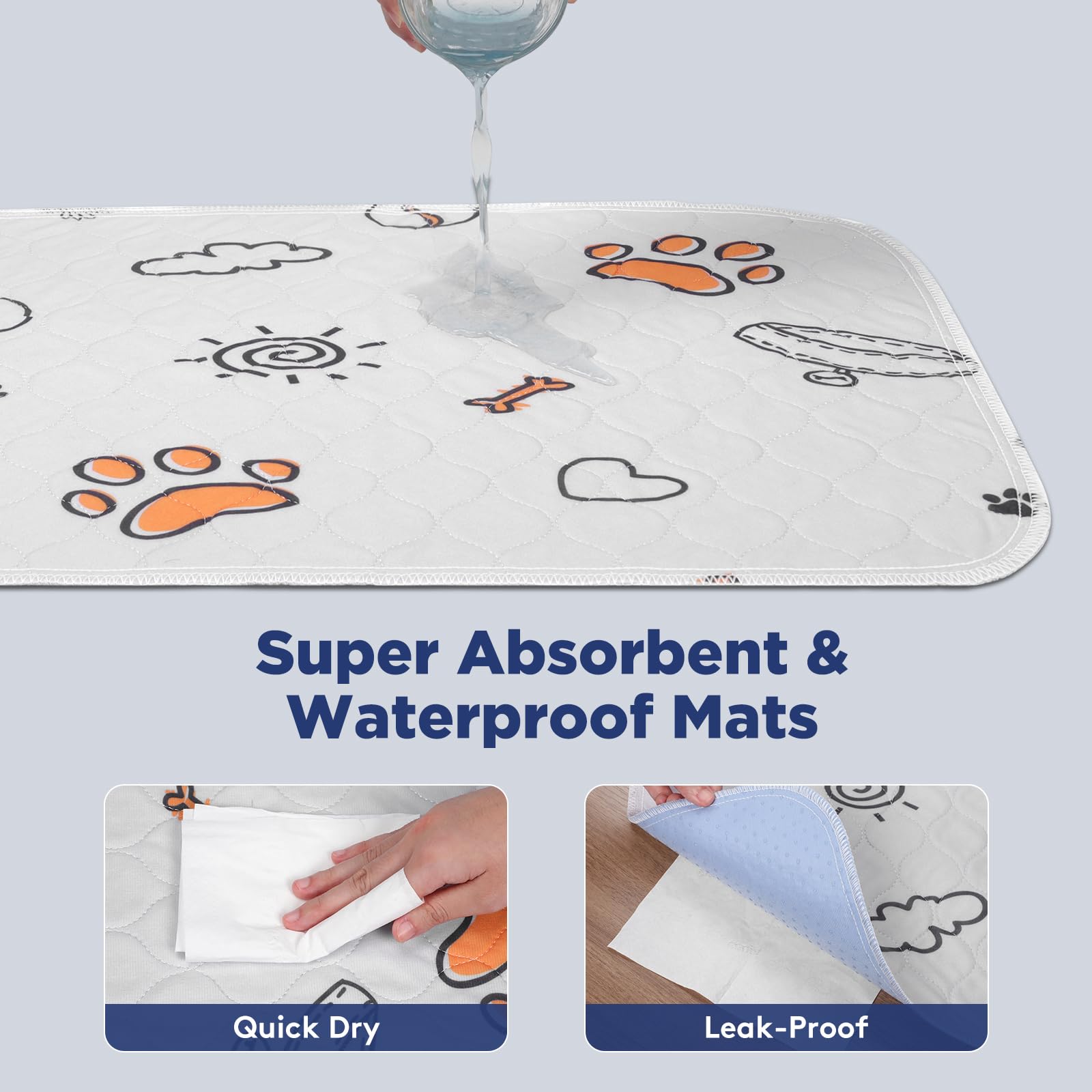 Washable Pee Pads for Dogs, 2 Pack Large x36" Super Absorbent Mat