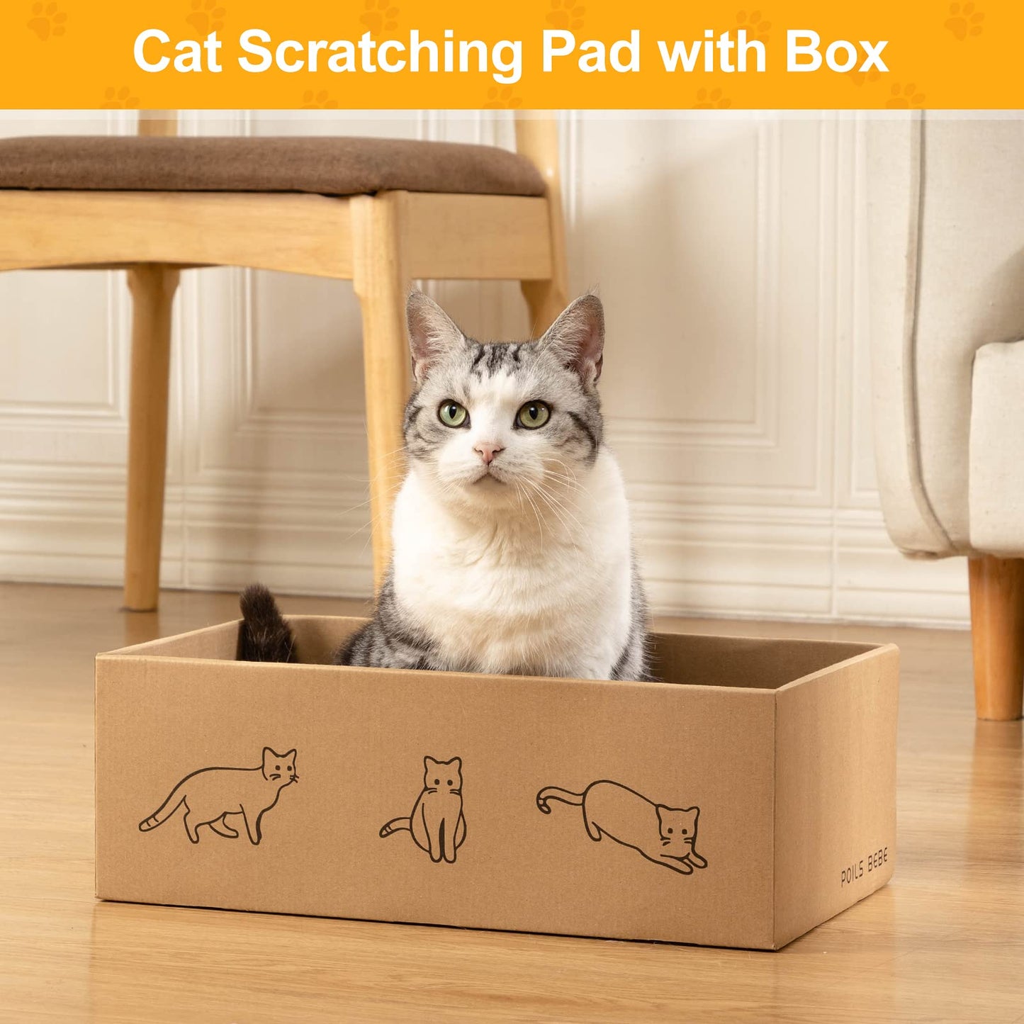 Poils bebe 5 PCS Cat Scratcher with Box, Reversible Cat Scratchers