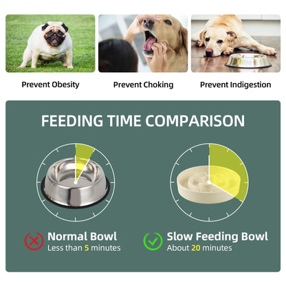 Havniva 3.2 Cup Ceramic Raised Slow Feeder Dog Bowl Set, Elevated Set