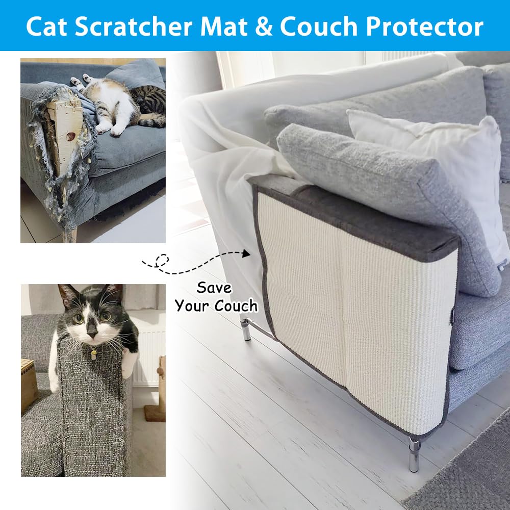 NATUYA Cat Scratch Furniture Protector Large Sisal Cat Scratching Mat