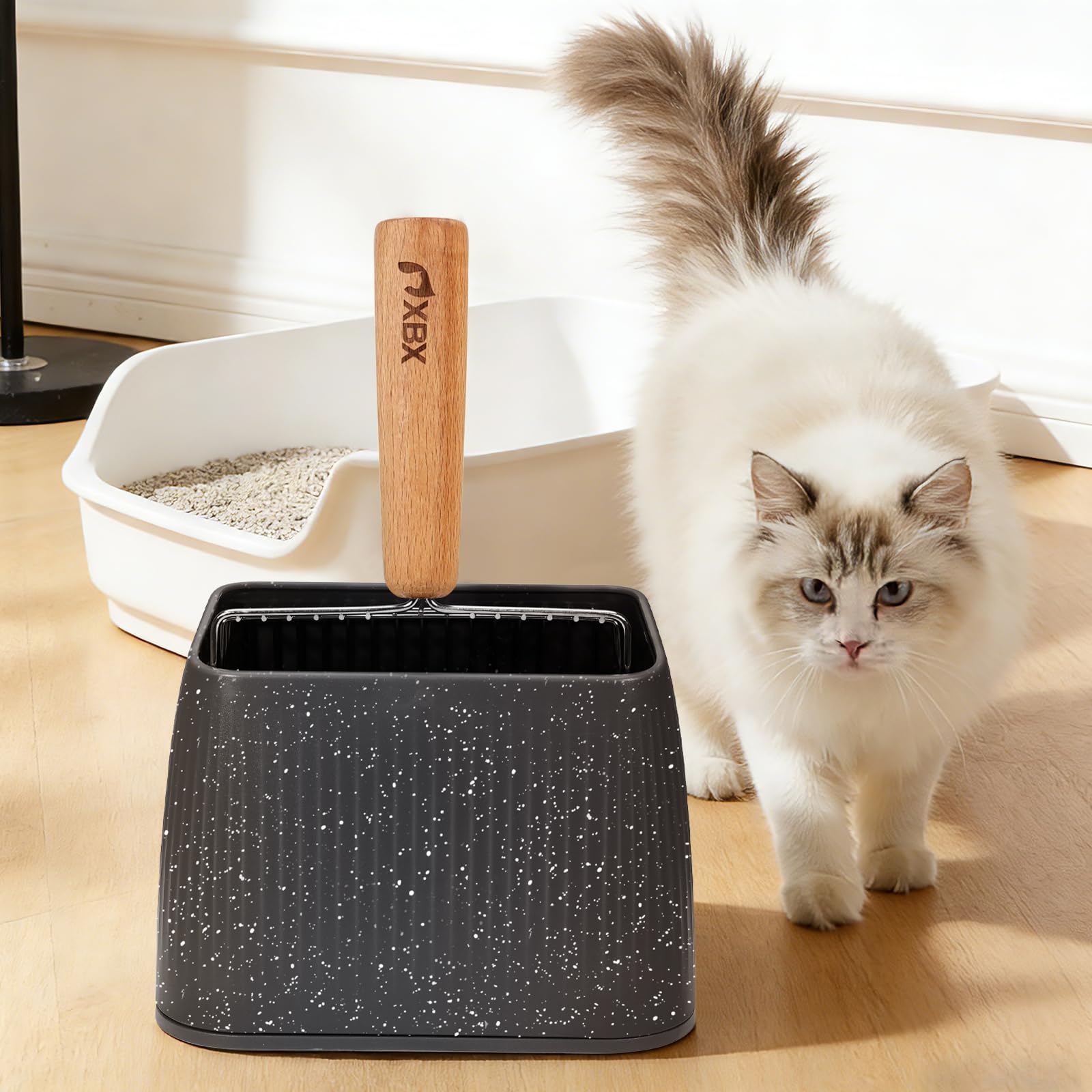 Cat Litter Scoop, Metal litter scooper with holder, Heavy Duty Box