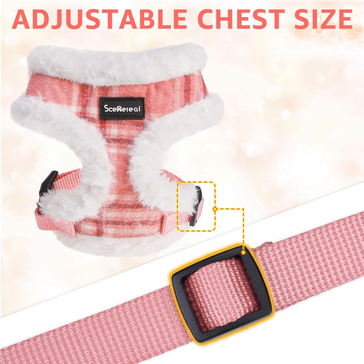 SCENEREAL Small Dog Harness Collar and Leash Set, Mesh Plush No Collar