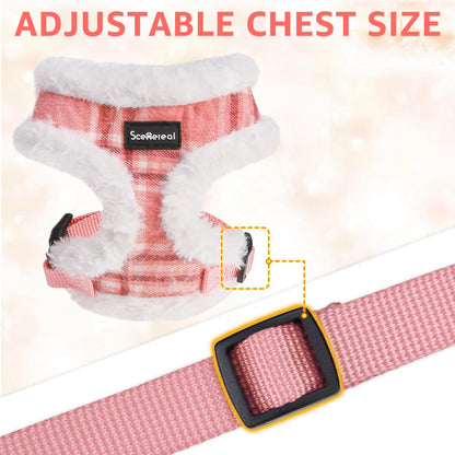 SCENEREAL Small Dog Harness Collar and Leash Set, Mesh Plush No Collar