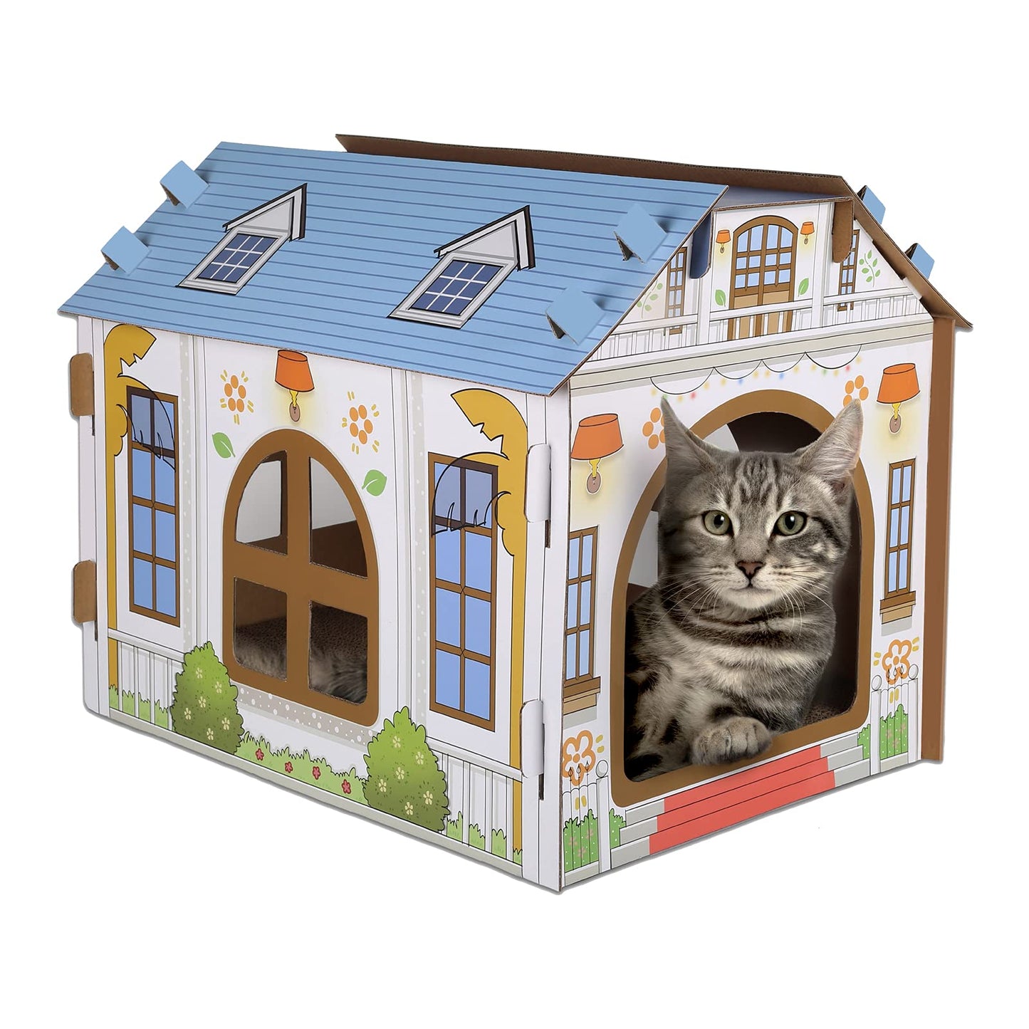 SEKAM Cardboard Cat House with Scratcher/Catnip L x W x H), Play House