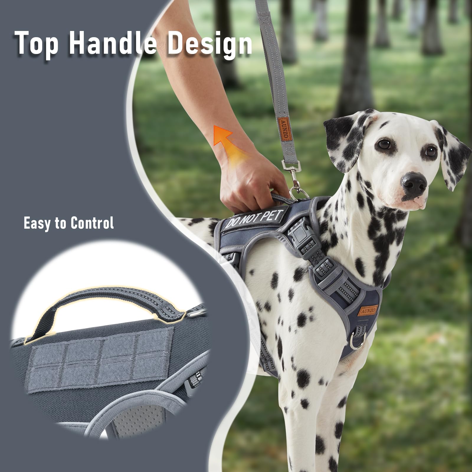 No Pull Dog Harness for Large Dogs with 2 Metal Clips, Easy Harness
