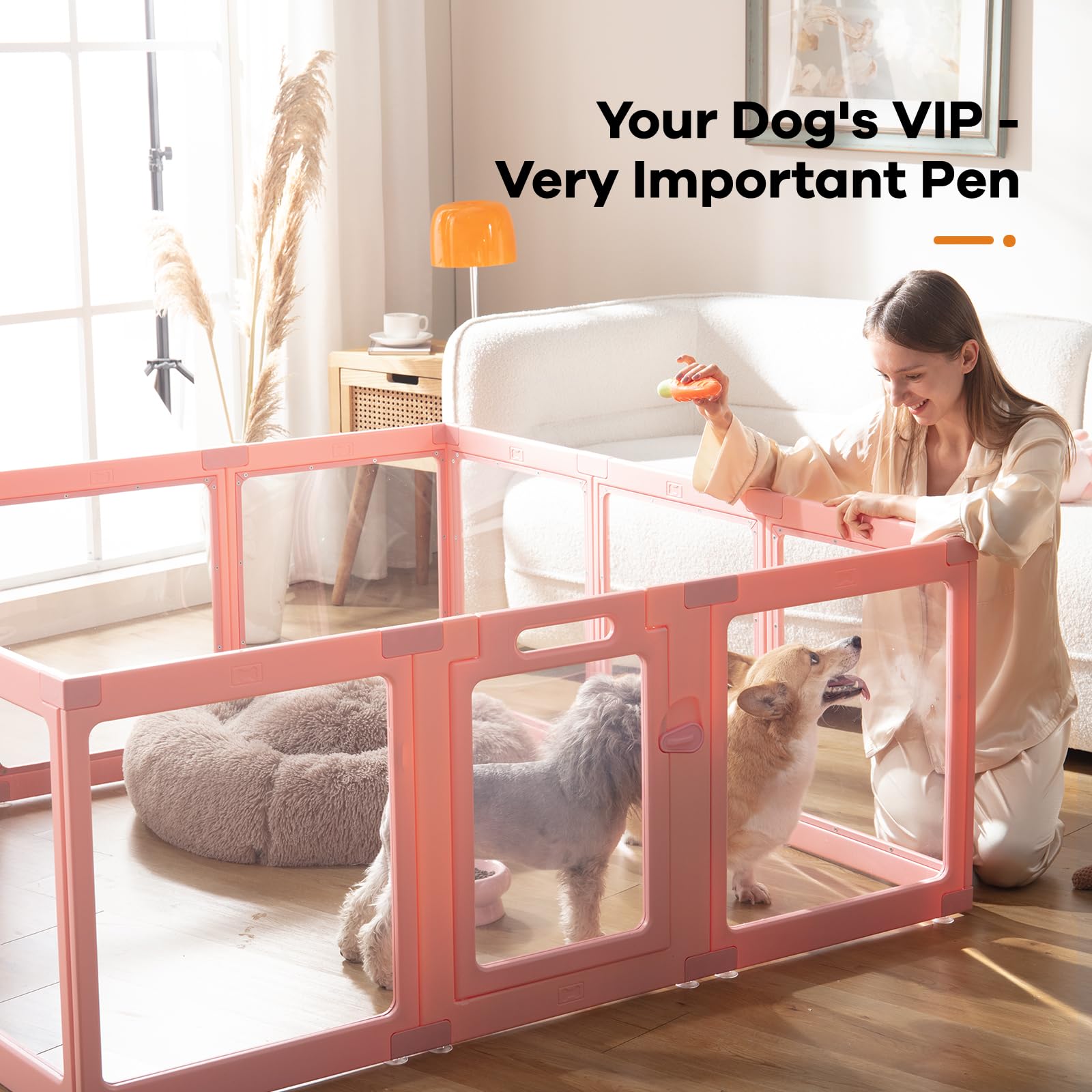 ClimbHope Clear Acrylic Dog Playpen Indoor, Puppy Cat Small Pet Crate