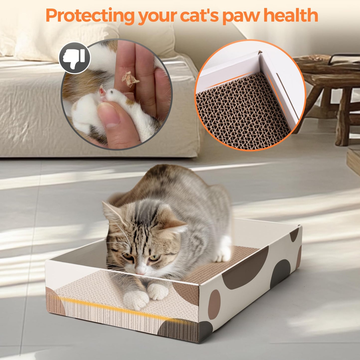 ComSaf Cat Scratcher Cardboard Indoor x10" Cat Refill Box with 3 Bed