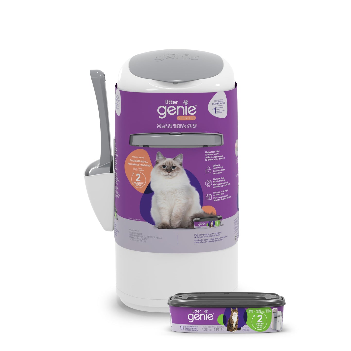 Litter Genie Style Pail Cat Litter Box Waste Disposal System for Box