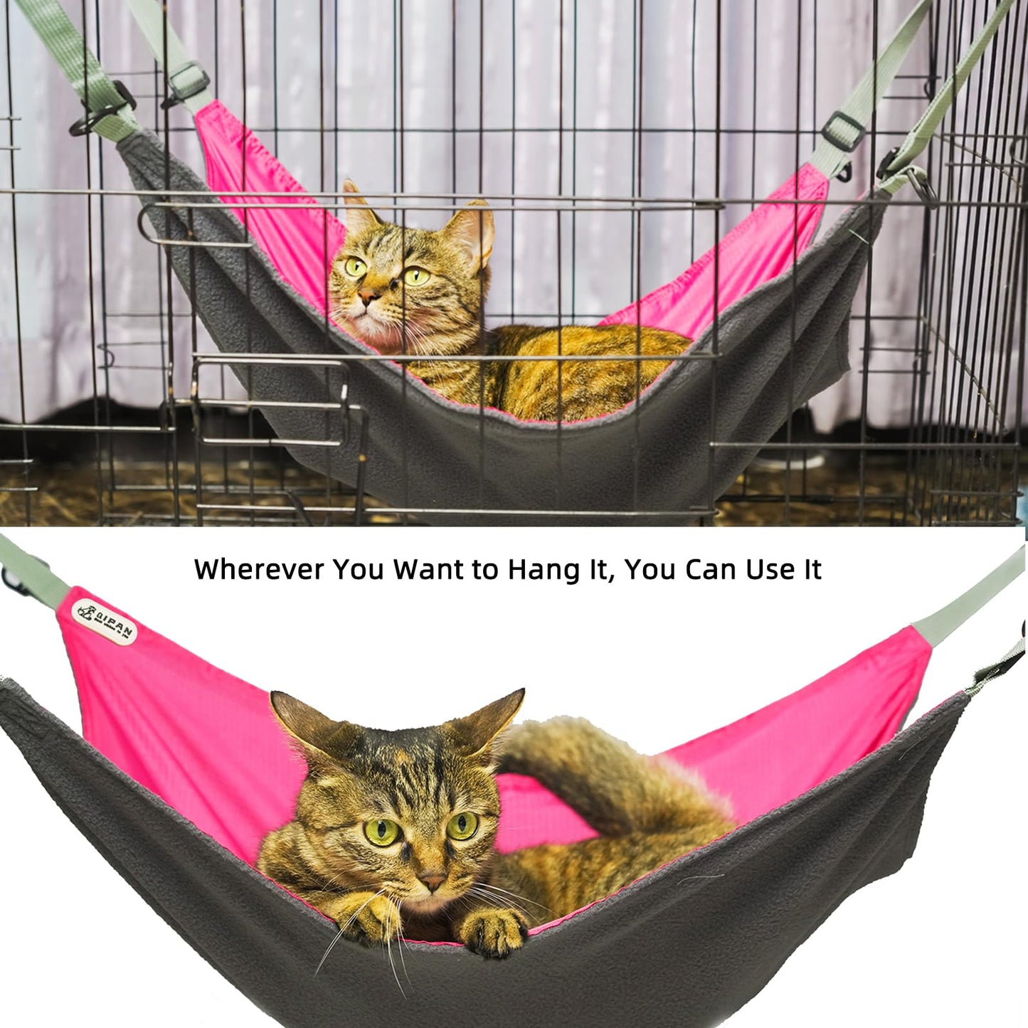 QIPAN 2 Pieces Cat Hammock, Breathable Indoor Pet Bed, Washable Bed