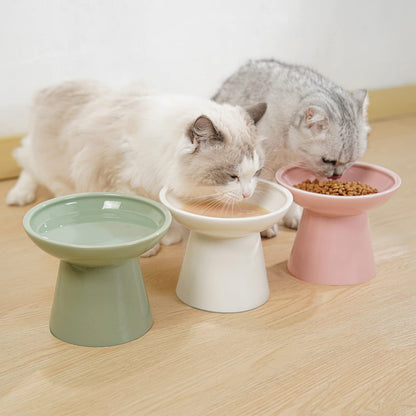 CEEFU Extra Wide Elevated Ceramic Cat Bowl, 6.2" Shallow Dish Bowl