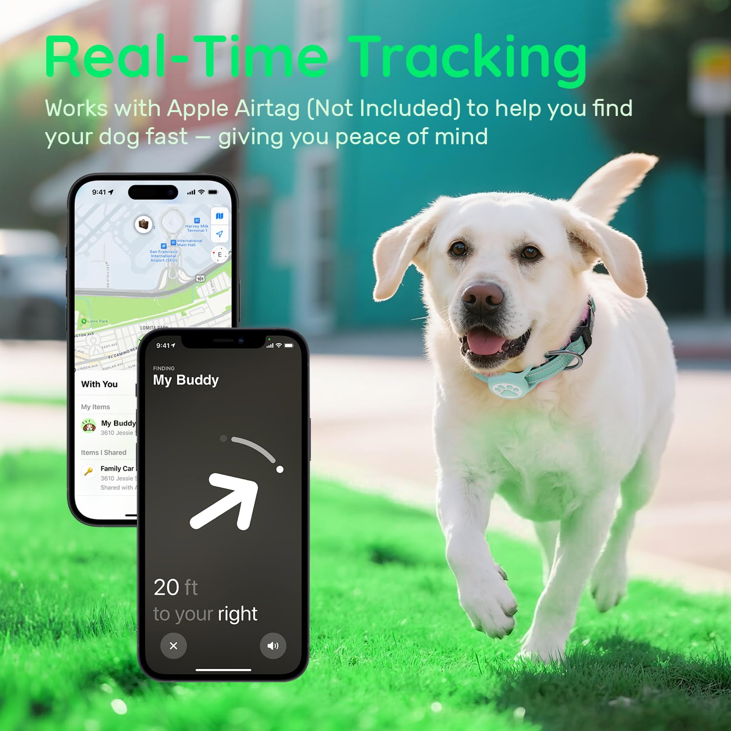 Apple Tag Holder Dog Collar, Reflective Ultra-Durable Nylon Collar