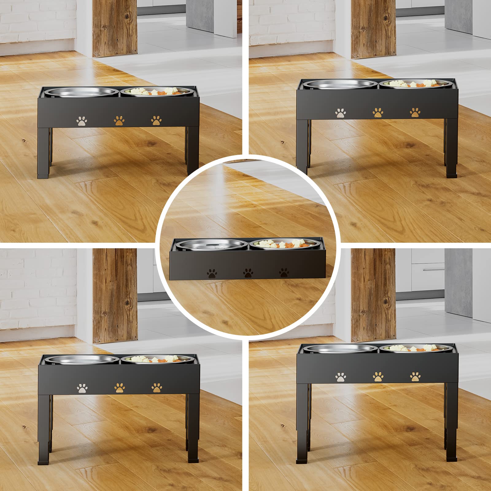 LAKIPETN Elevated Dog Bowls with Mat, Raised Dog Food Bowl Stand Mat