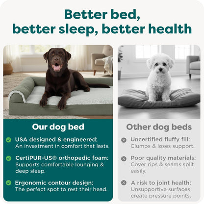 FurHaven Orthopedic Dog Bed for Large Dogs, L-Shaped Chaise Mattress