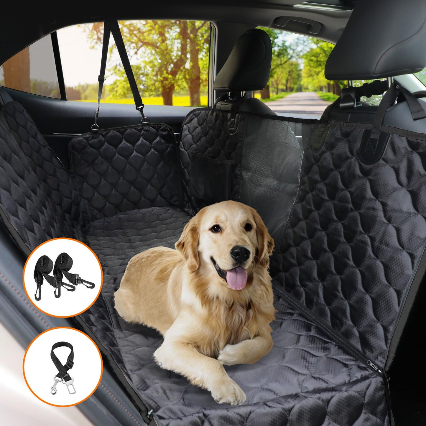 PETICON Dog Car Seat Cover with Mesh Window, Waterproof Pet Seat Cover