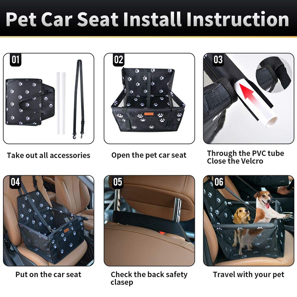 SWIHELP Dog Car Seat Puppy Portable Pet Booster Car Seat with Seat