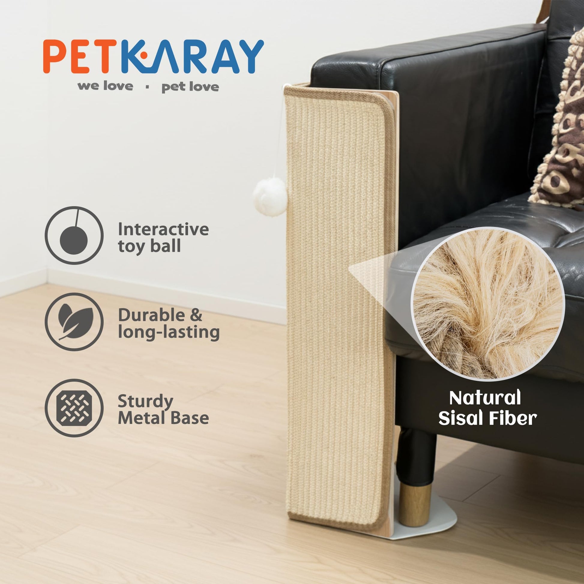 PETKARAY Under-Furniture Cat Scratcher, 23.6'' Sisal Furniture