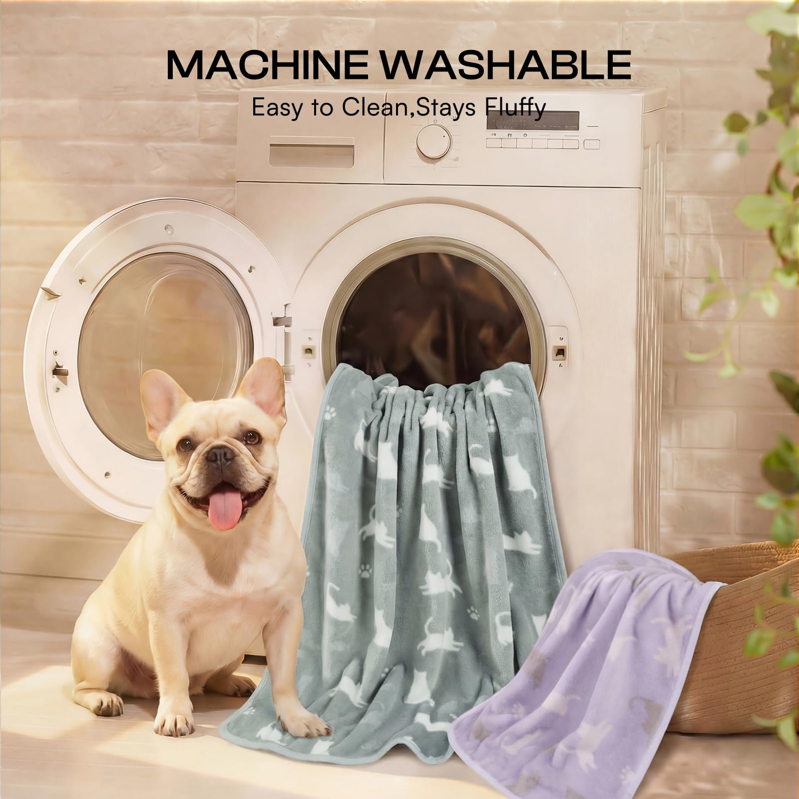 Luciphia 1 Pack 3 Cat Printed Fleece Pet Blankets Washable，Soft Crate