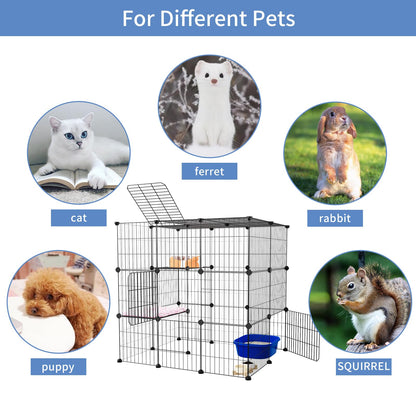 Oneluck 3-Tier Cat Cages Indoor Enclosure DIY Cat Playpen Enclosure