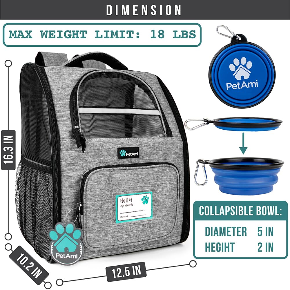 PetAmi Dog Backpack Carrier for Small Large Cat, Pet, Puppy Bag