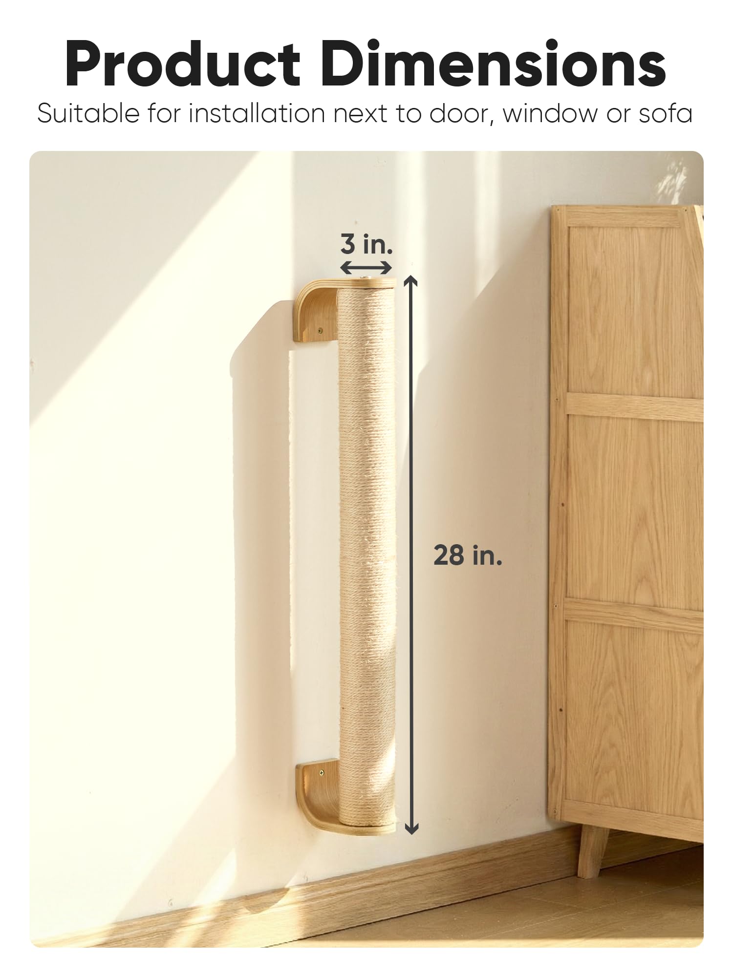 FUKUMARU Cat Wall Scratcher, 28" Wall Mounted Kitten Scratching Post