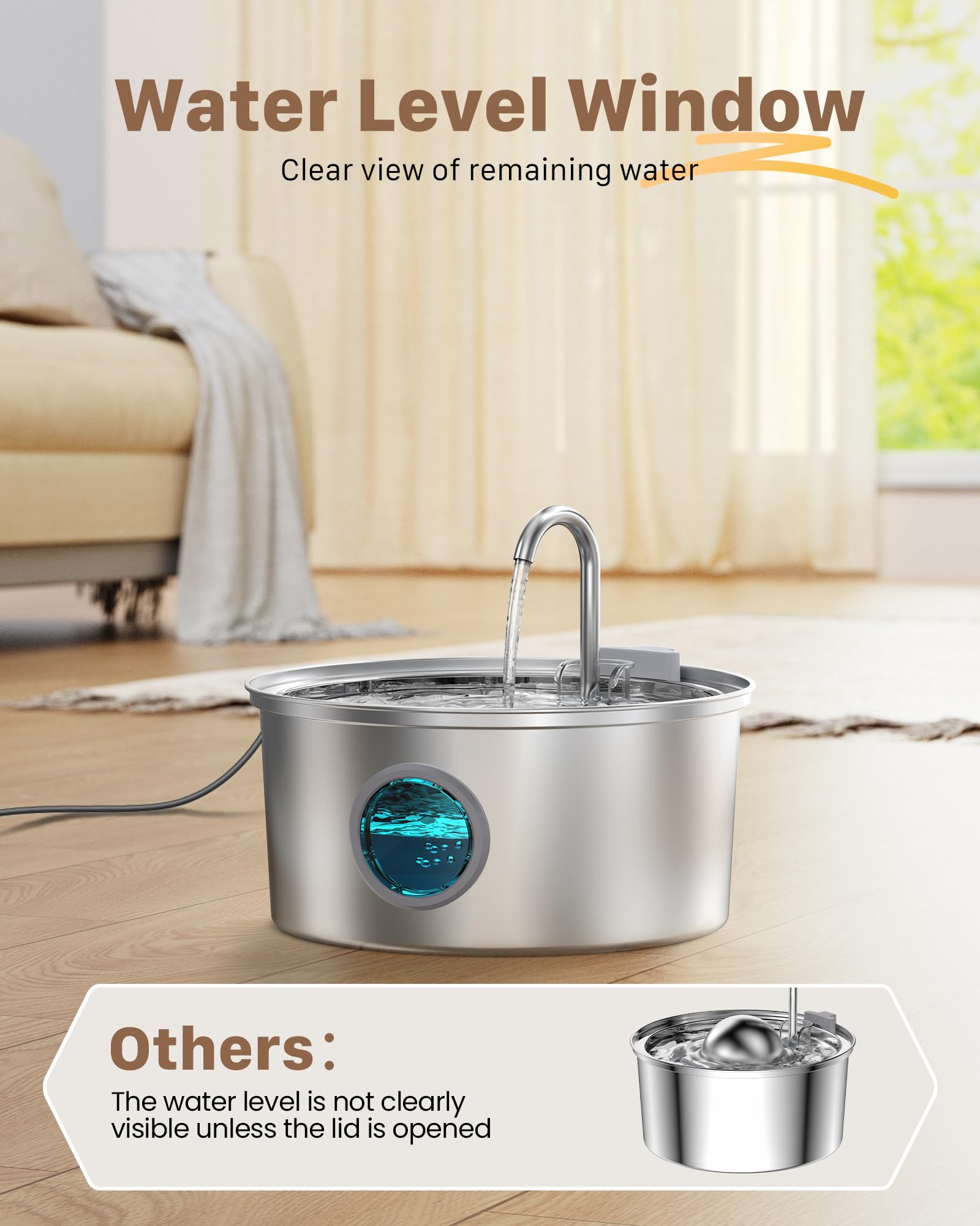 Pet Water Fountain Stainless Steel: Cat Water Fountains Bowl