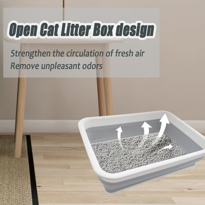 chuyouan 2 Pack Collapsible Small Cat Litter Box, Open Kitten Litter