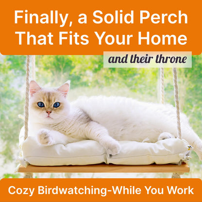 Cat Window Perch with Industrial-Grade Suction Cups Solid Pine Bed
