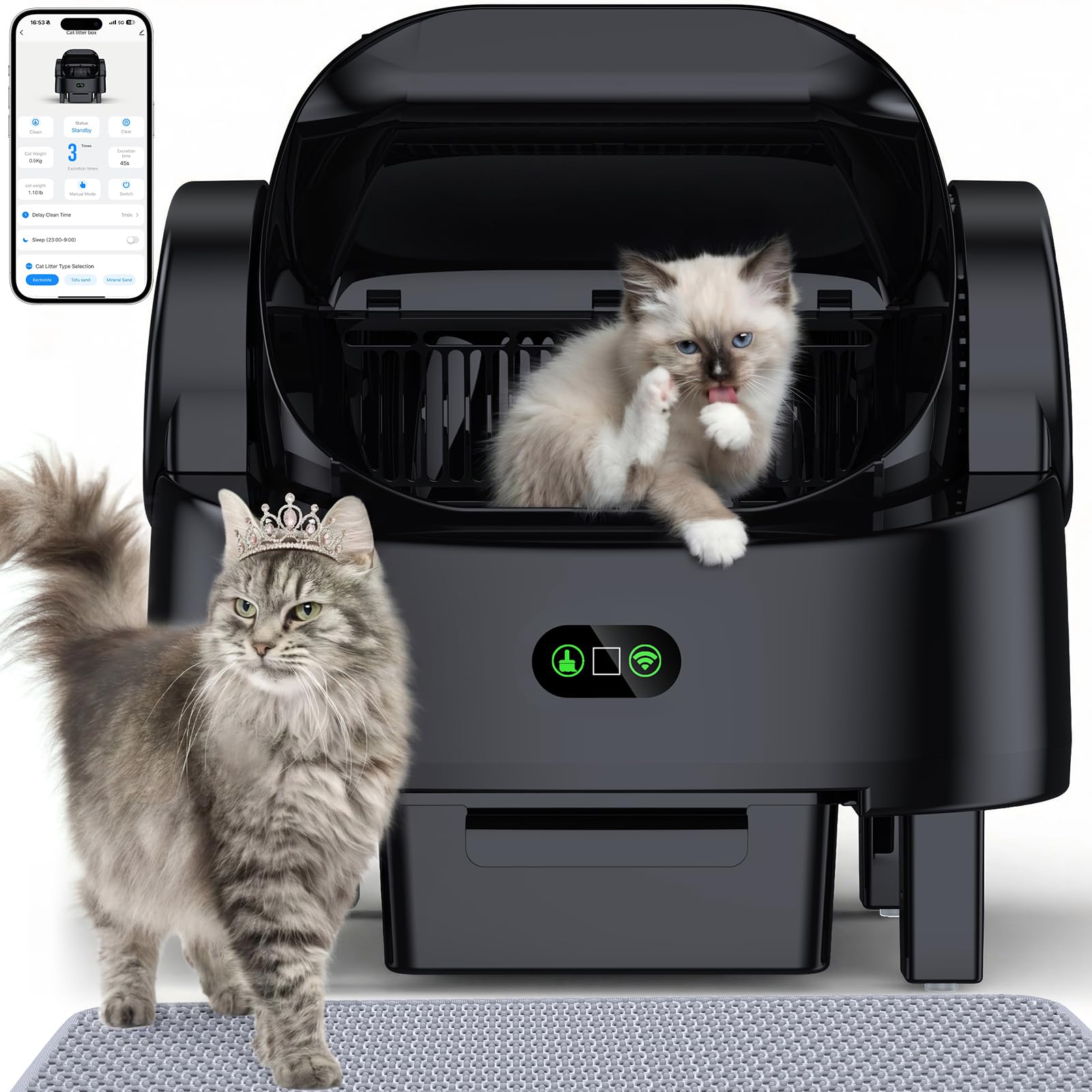 Automatic Cat Litter Box, Electric Large Open-Top Self Cleaning Litter