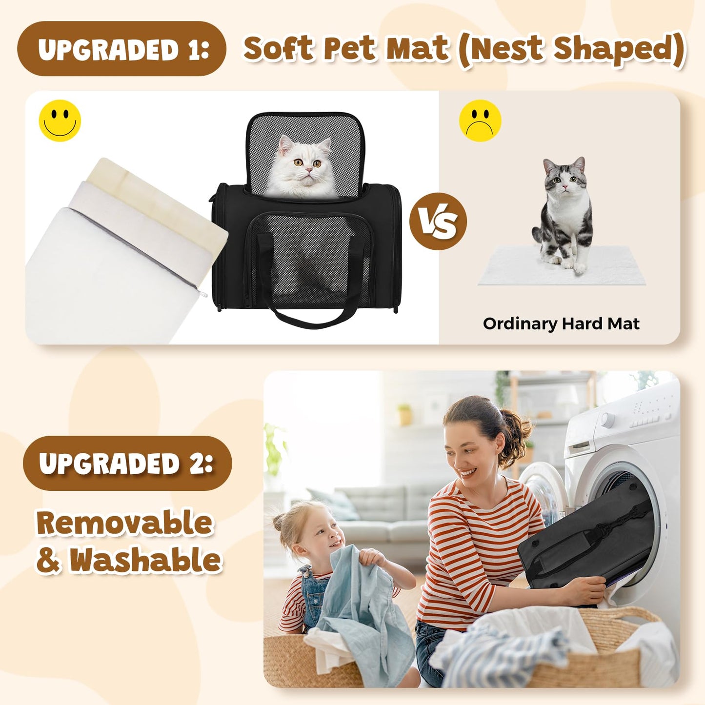 FOORLON Cat Carrier Soft for Pets Up to Cat Travel Bag Soft-Sided Bag