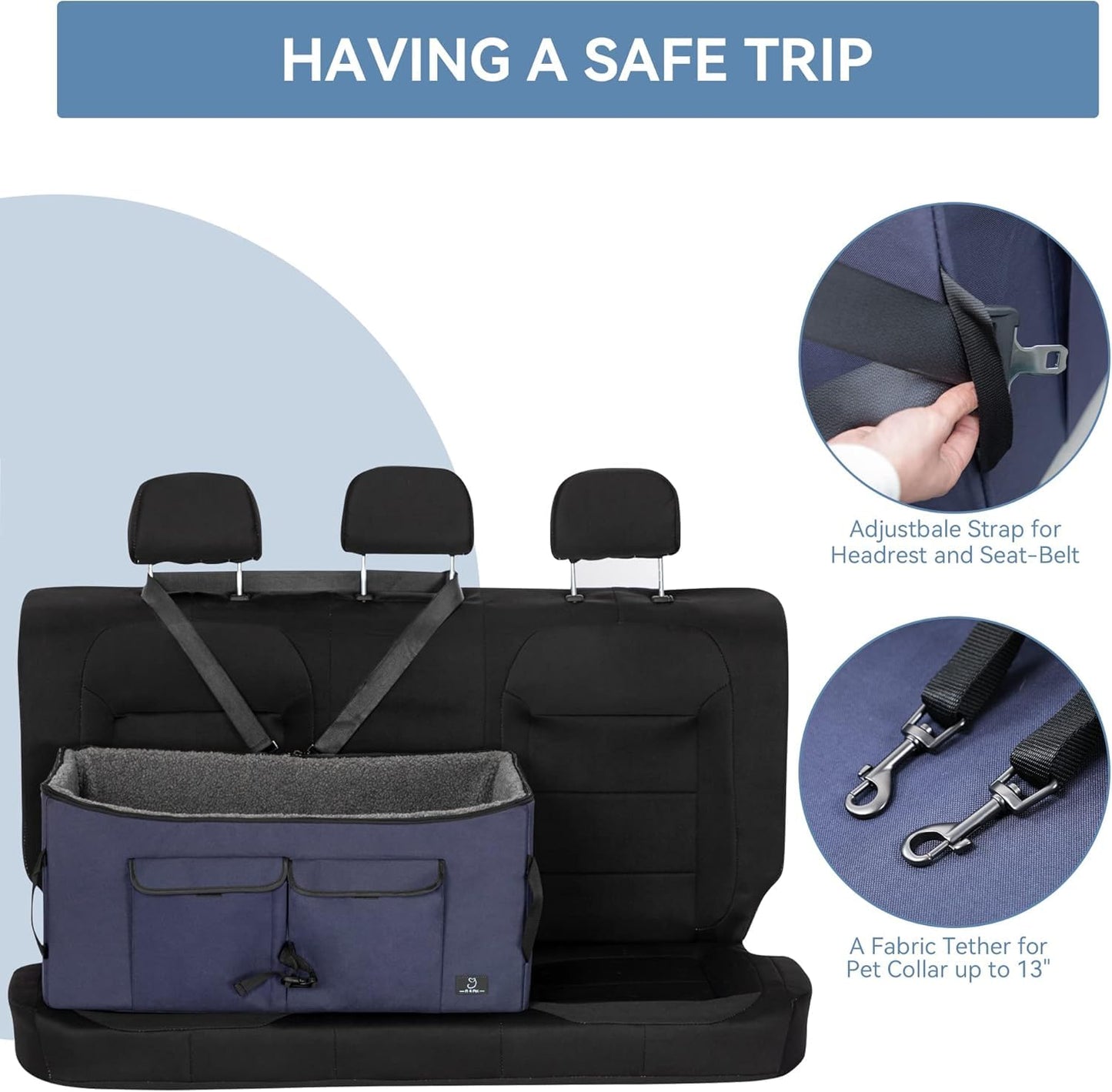A 4 Pet Dog Car Seat for Medium/Large Dog or 2 Small Dogs, Seat