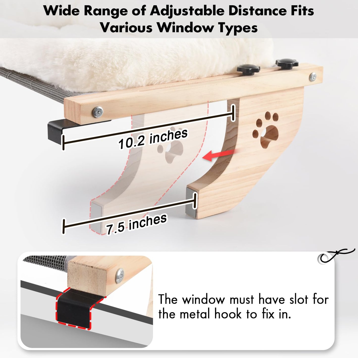 AMOSIJOY Cat Sill Window Perch Sturdy Hammock Window Seat with Cushion