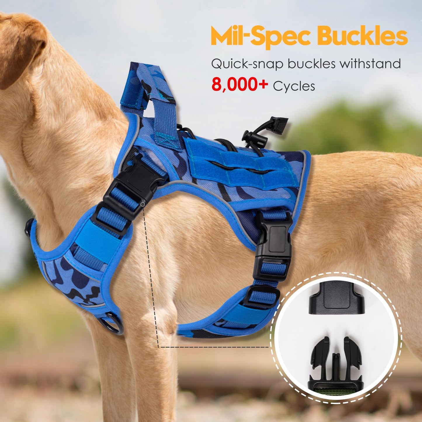 Heavy-Duty Tactical Dog Harness for Large Dogs, No Pull Harness