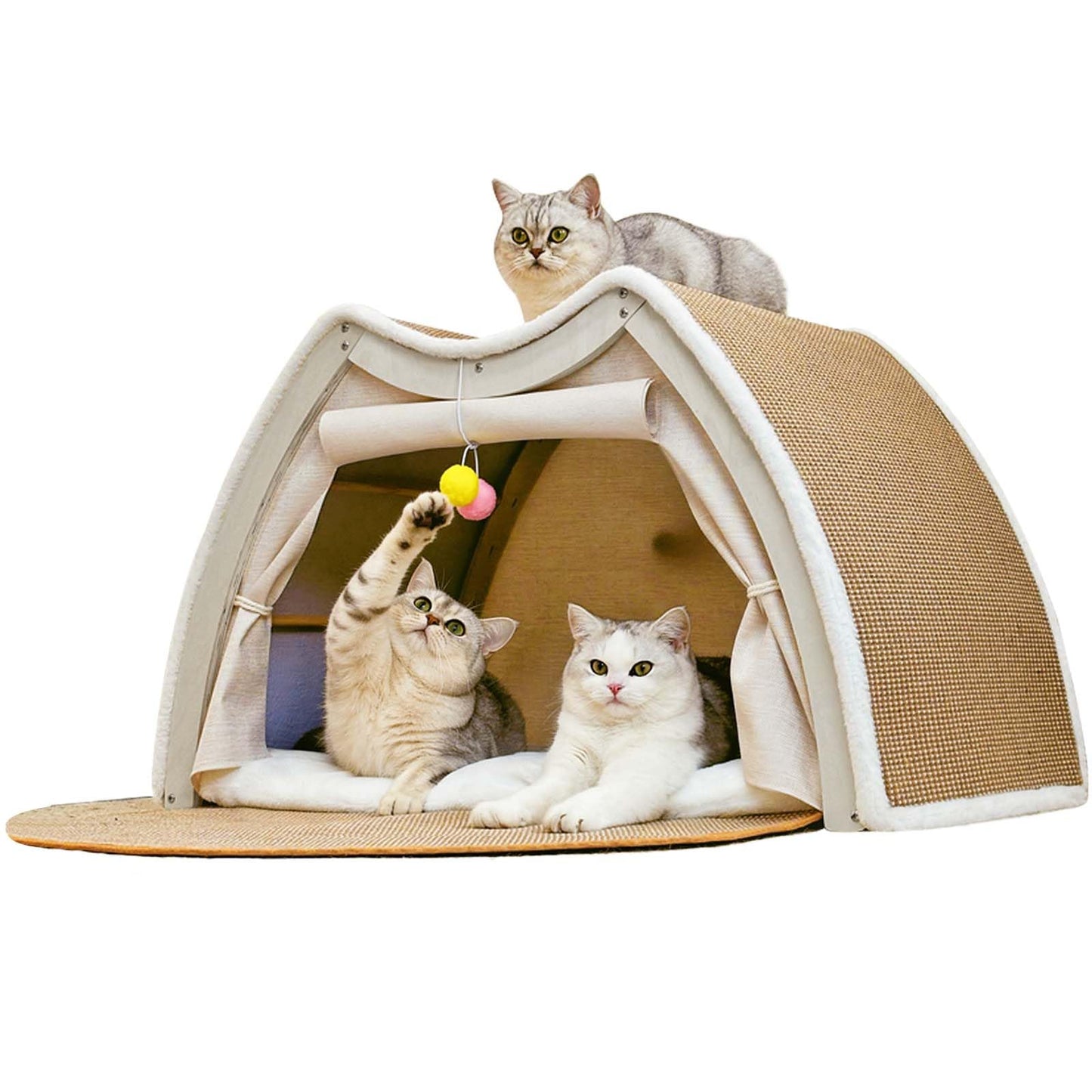 Cat Houses for Indoor Cats 4 Seasons Cat Bed Cave with Natural Bed