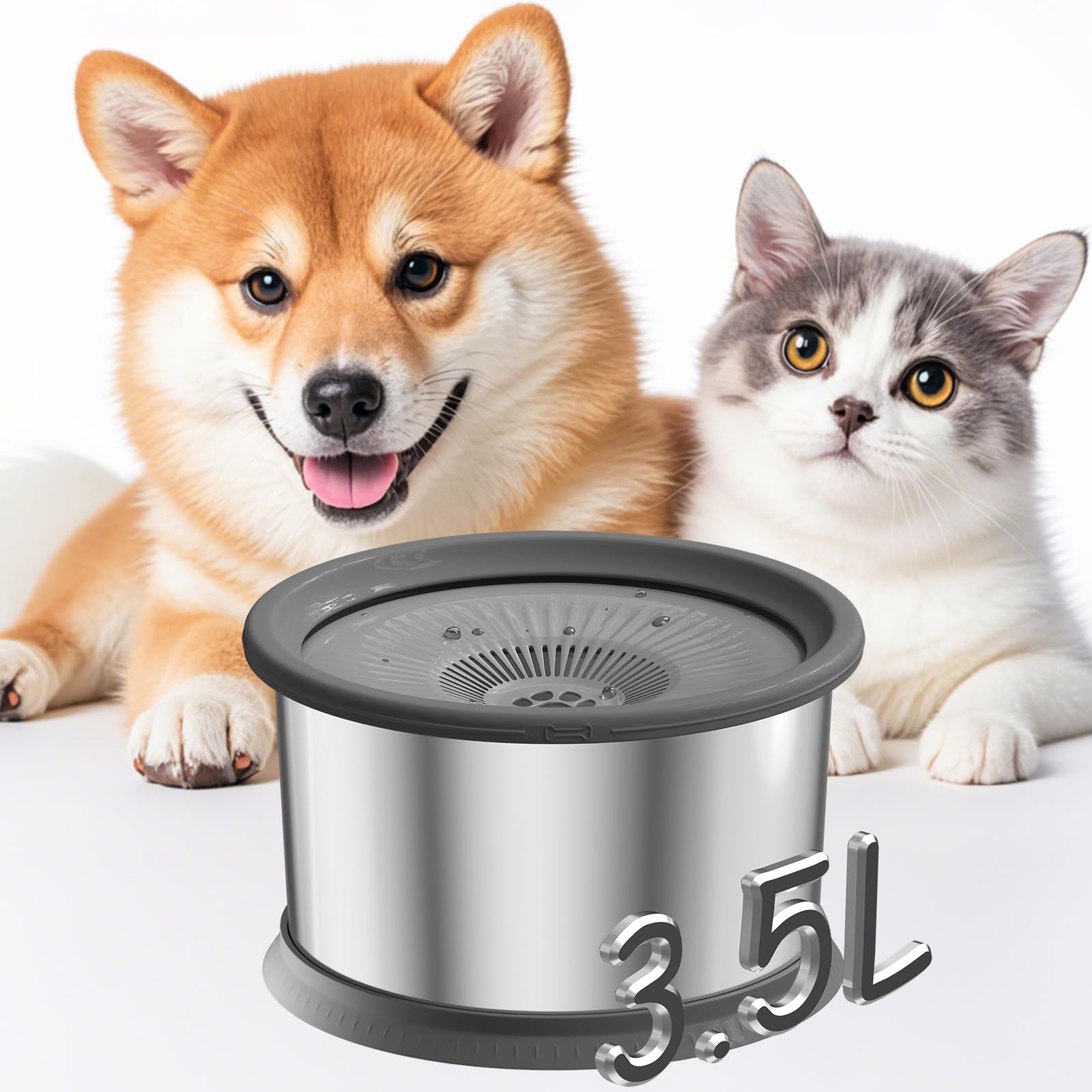 Dog Water Bowl No Spill Stainless Steel Water Bowl for Dogs No Mat
