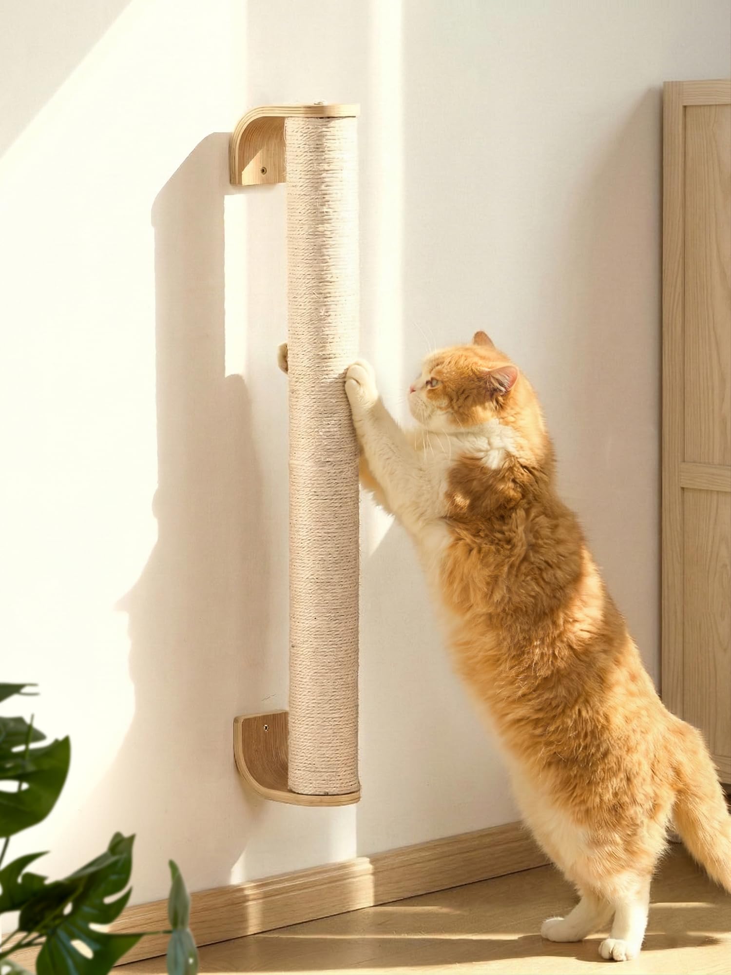 FUKUMARU Cat Wall Scratcher, 28" Wall Mounted Kitten Scratching Post