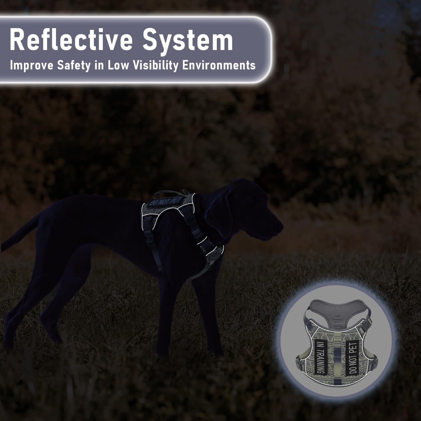 Tactical Dog Harness for Medium Large Dogs, No-Pull Pet Harness Leash