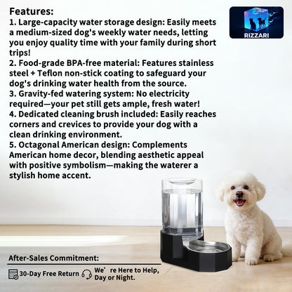 Sfozstra Large Dog Water Dispenser: Automatic Gravity Water Feeder