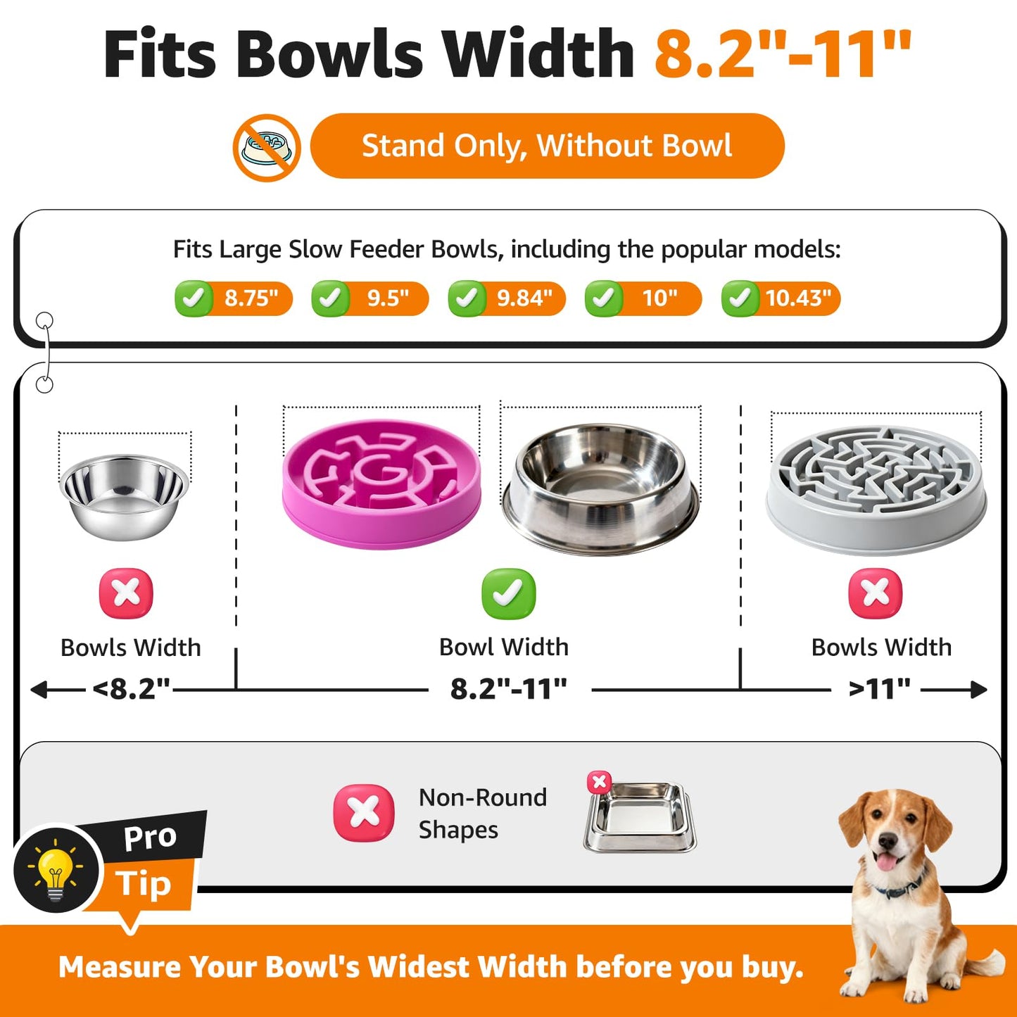 LOOBANI Elevated Dog Bowl Stand: Adjustable Width Anti-Slip Bowl
