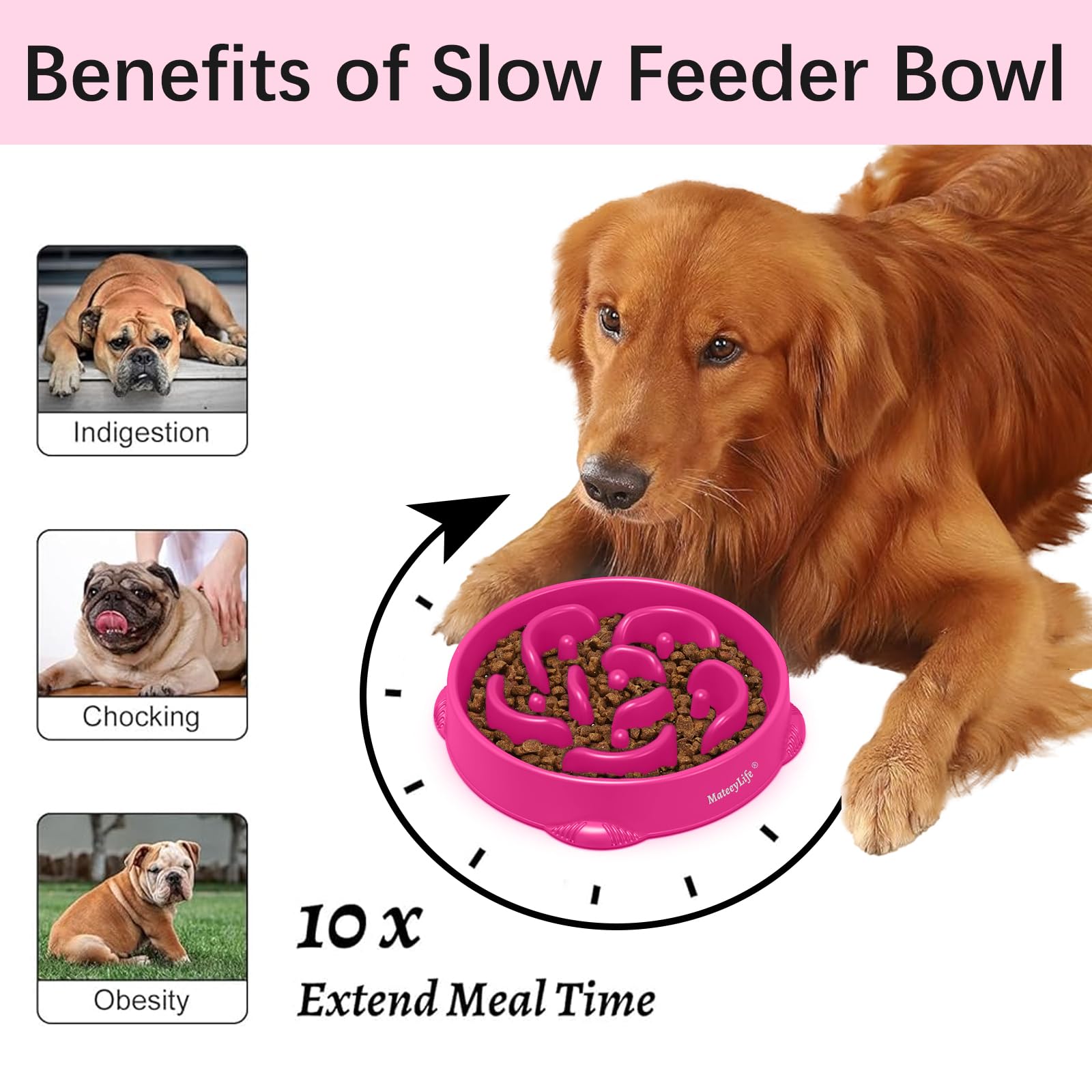 MateeyLife Large Slow Feeder Dog Bowls, Anti-Choking Puzzle Dog Puzzle