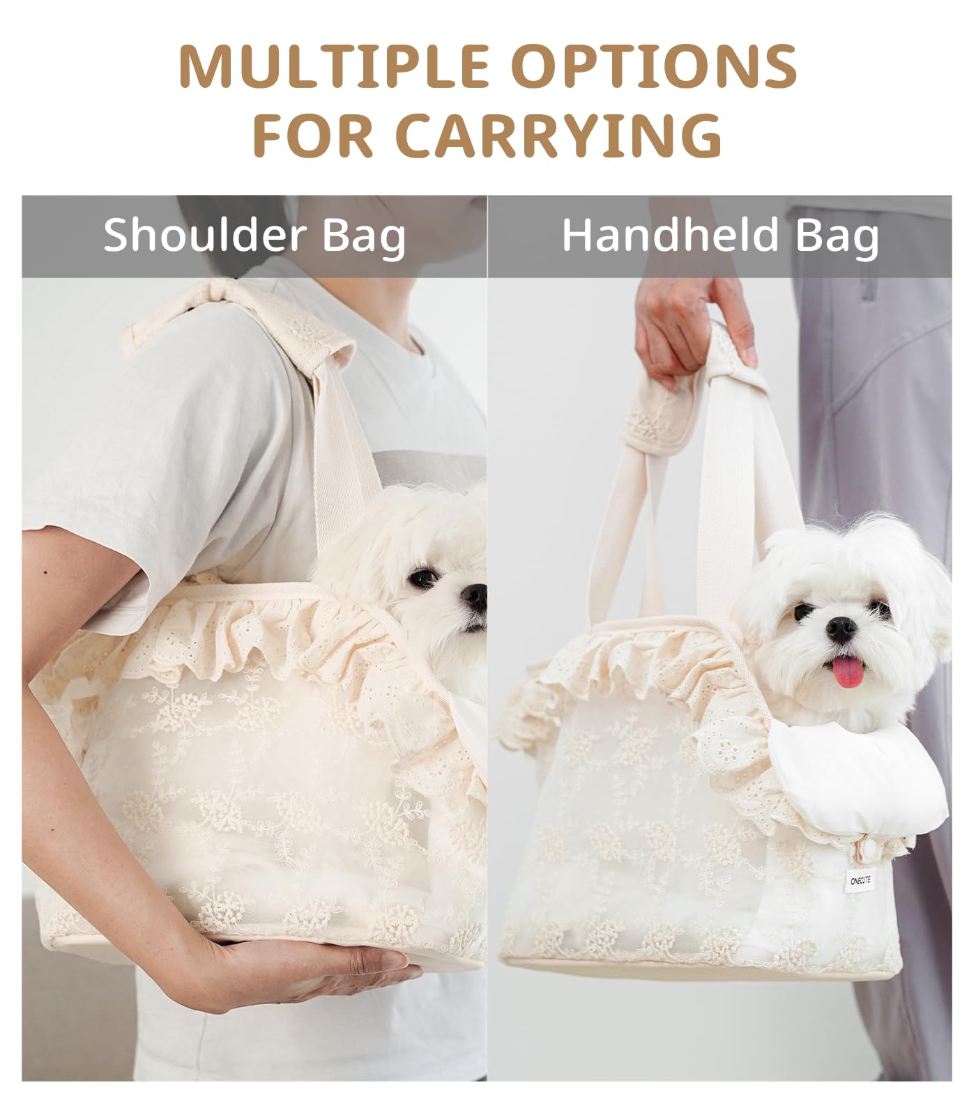 ONECUTE Dog Carrier for Small Dogs Rabbit cat with Lace Design, Bag