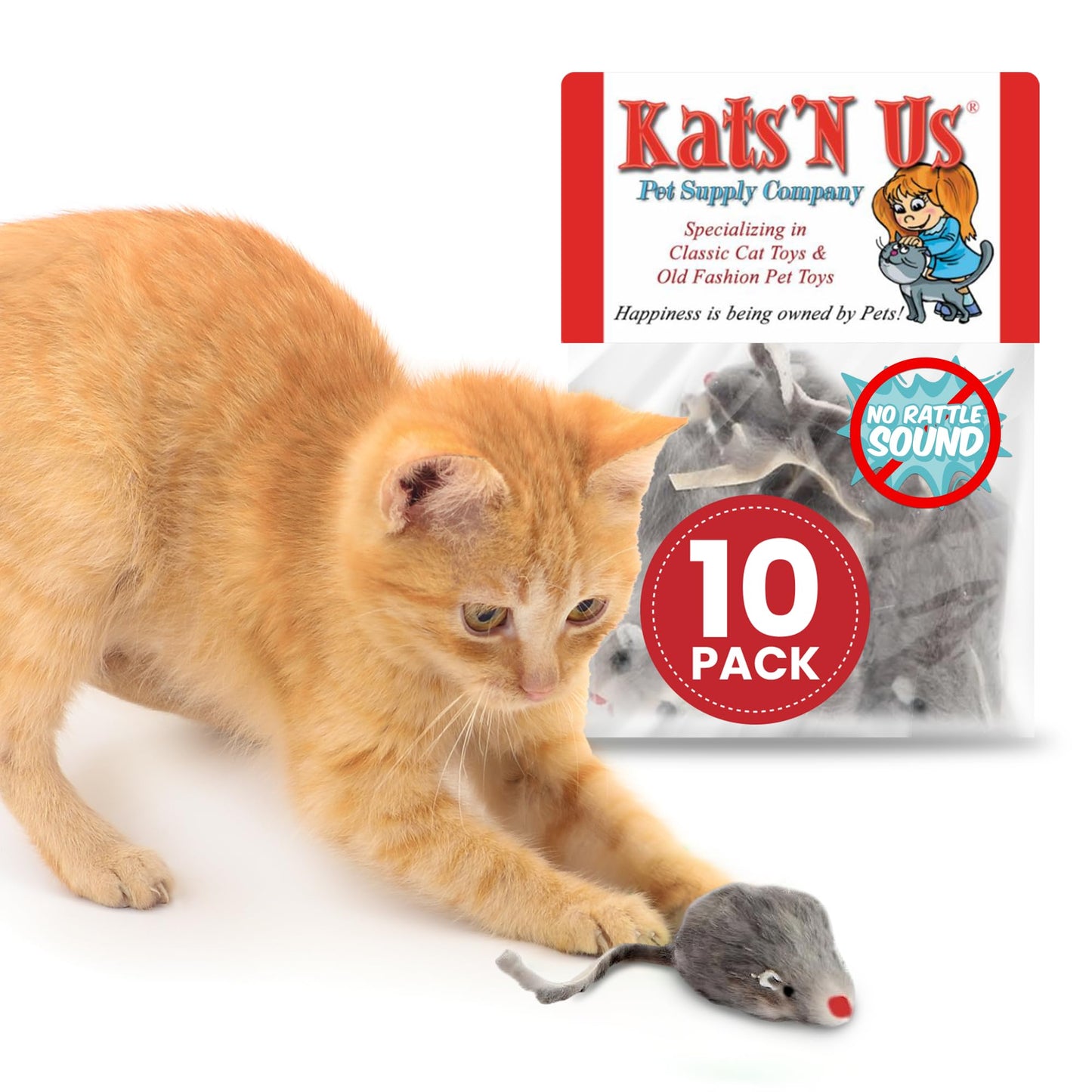 Kats'N Us Fur Mouse Cat Toy 10 Pak Mouse