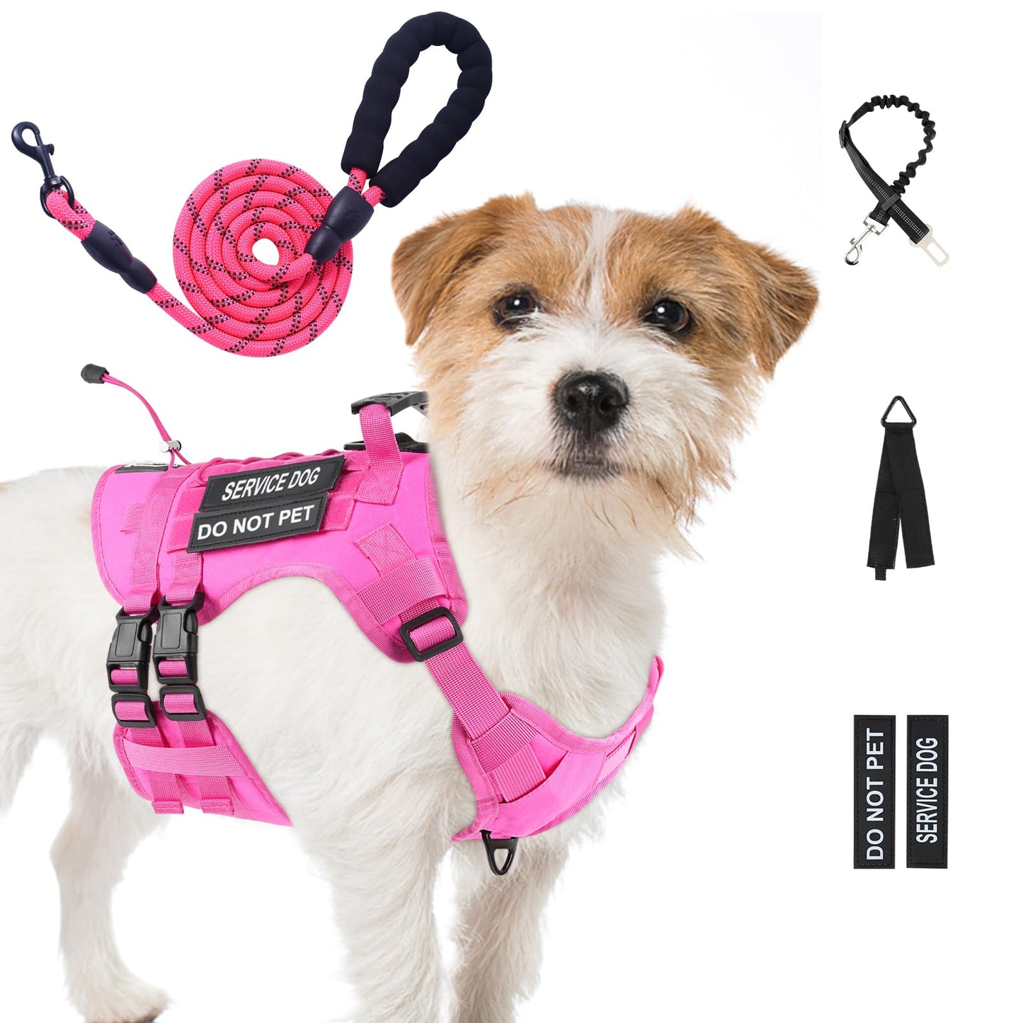Yungaspy No Pull Tactical Dog Harness for Small Dogs, Escape Proof Set