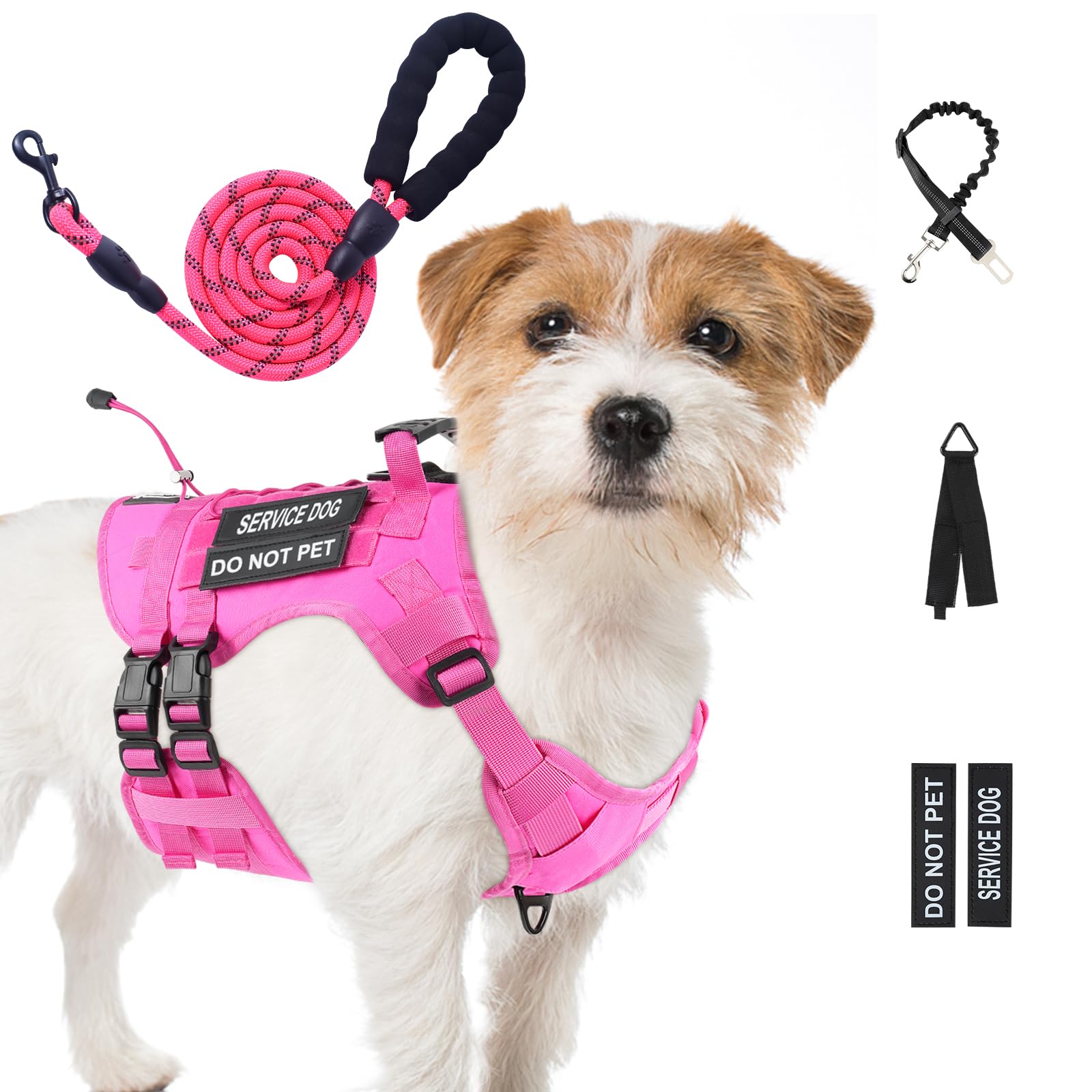 Yungaspy No Pull Tactical Dog Harness for Small Dogs, Escape Proof Set