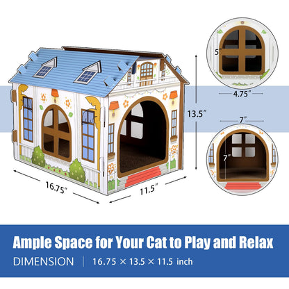 SEKAM Cardboard Cat House with Scratcher/Catnip L x W x H), Play House