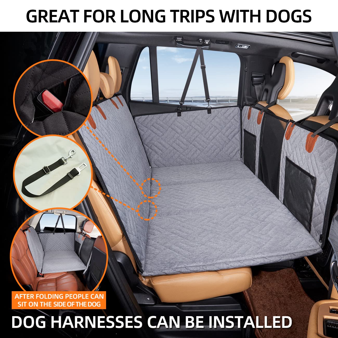 YJGF Back Seat Extender,Dog Seat Cover for Back Seat,Hard Bottom Seat