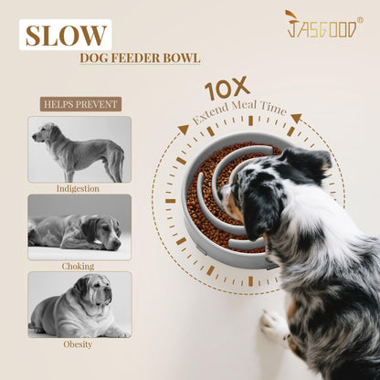 JASGOOD Slow Feeder Dog Bowl Anti-Gulping, Prevents Bloat Choking Bowl