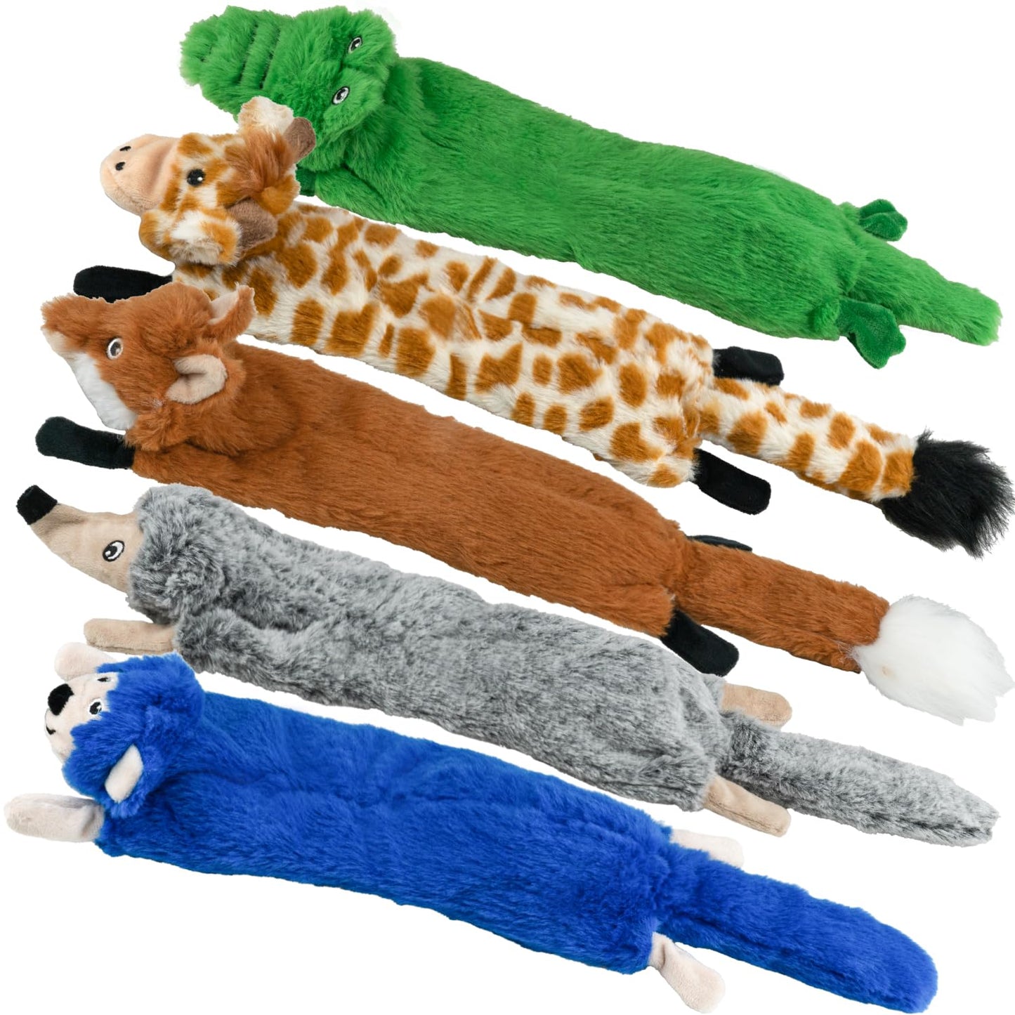 SHARLOVY Dog Squeaky Toys No Stuffing 5 Pack, Plush Crinkle Dog Toys